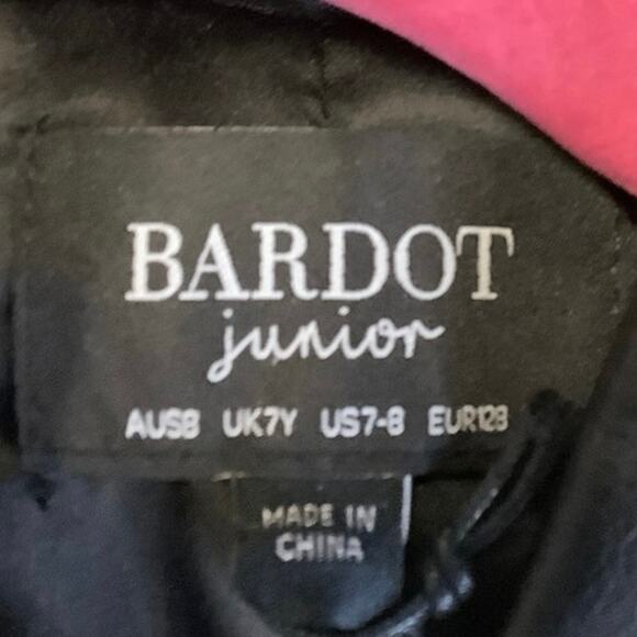 Bardot Junior Size 7-8 Black Chloe Faux Leather Ruffle Jacket Zip Front N1-18 - Picture 4 of 14